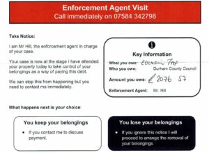 Enforcement agent visit